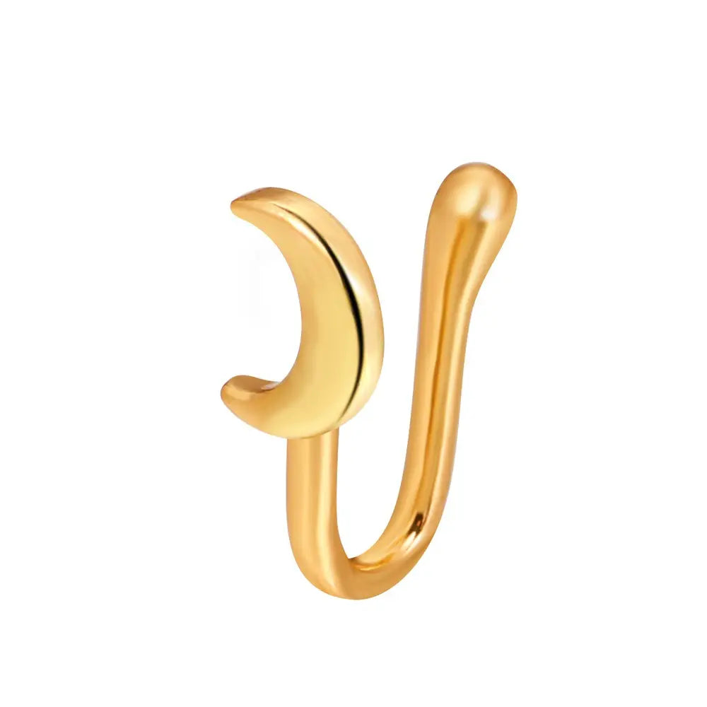 Golden Moon Non Piercing Nose Pin