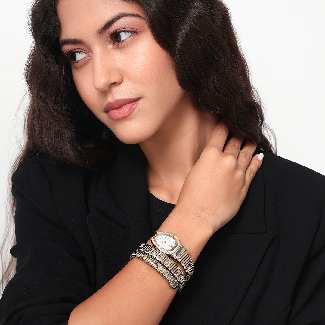 Serpenti Quartz Wrist Watch | White and Two-Tone