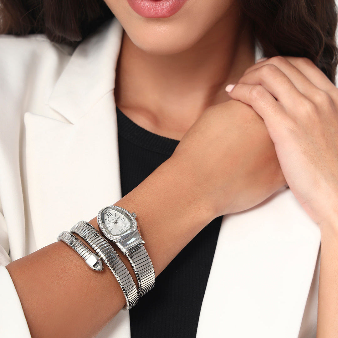 Serpenti Quartz Wrist Watch | White and Silver