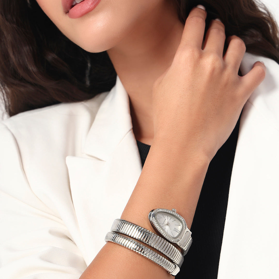 Serpenti Quartz Wrist Watch | White and Silver