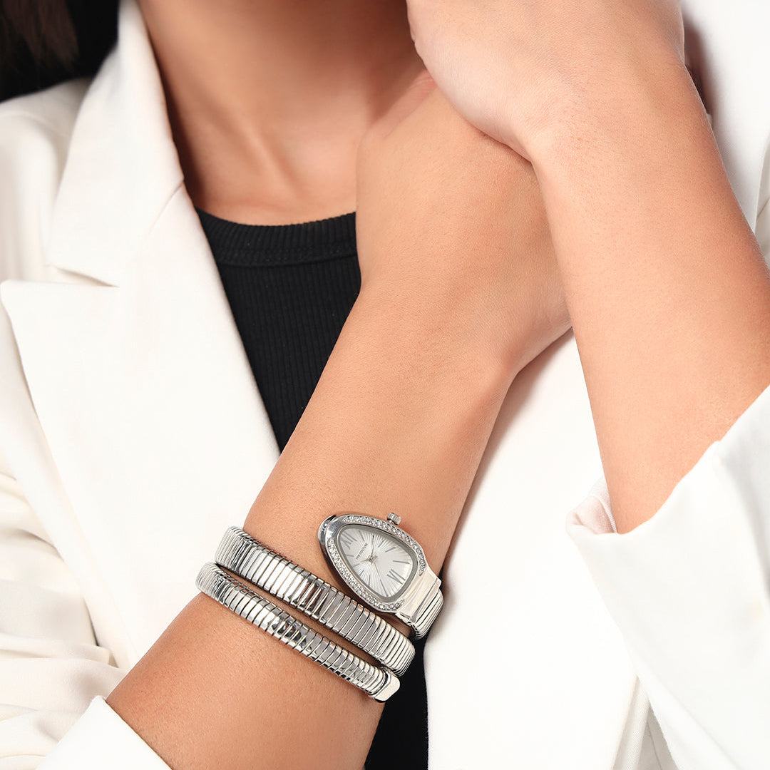 Serpenti Quartz Wrist Watch | White and Silver