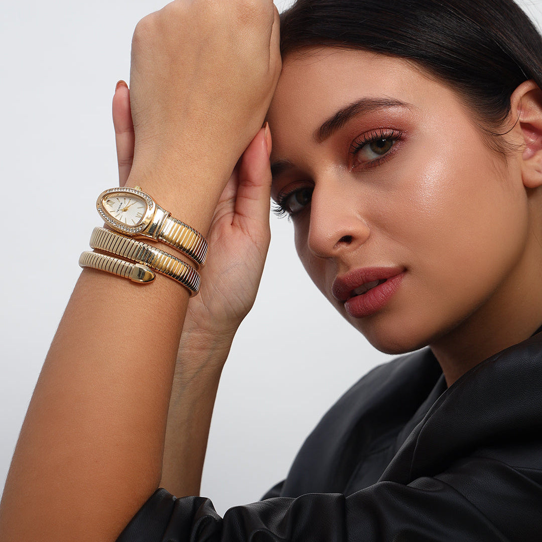 Serpenti Quartz Wrist Watch | White and Gold