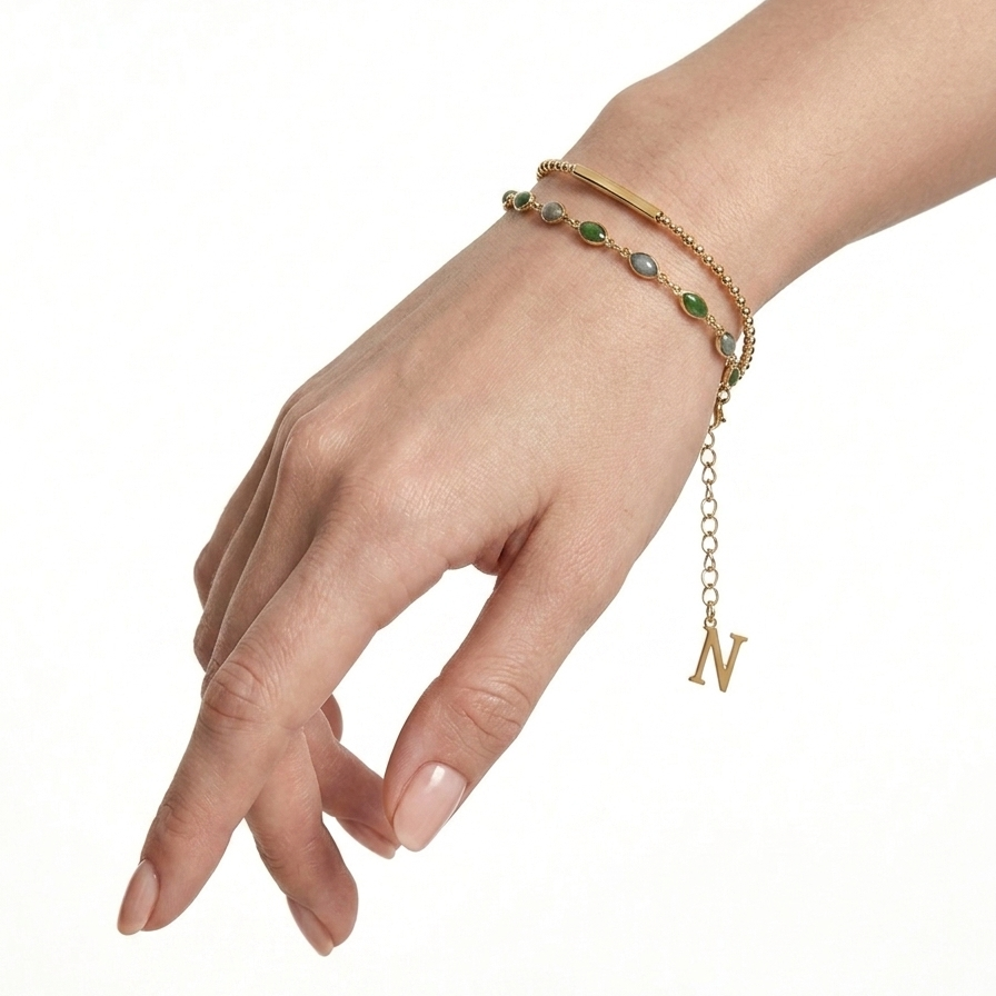 Personalized Stone and Bar Bracelet