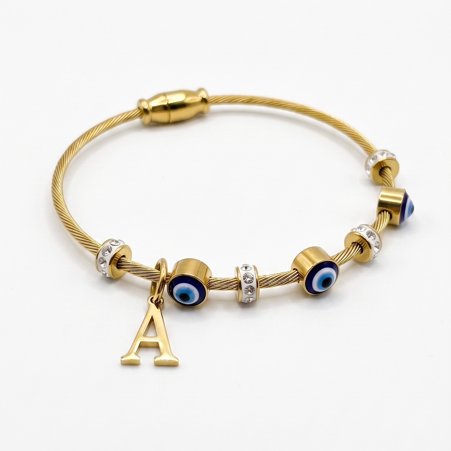 Personalized Signature Evil Eye Bangle