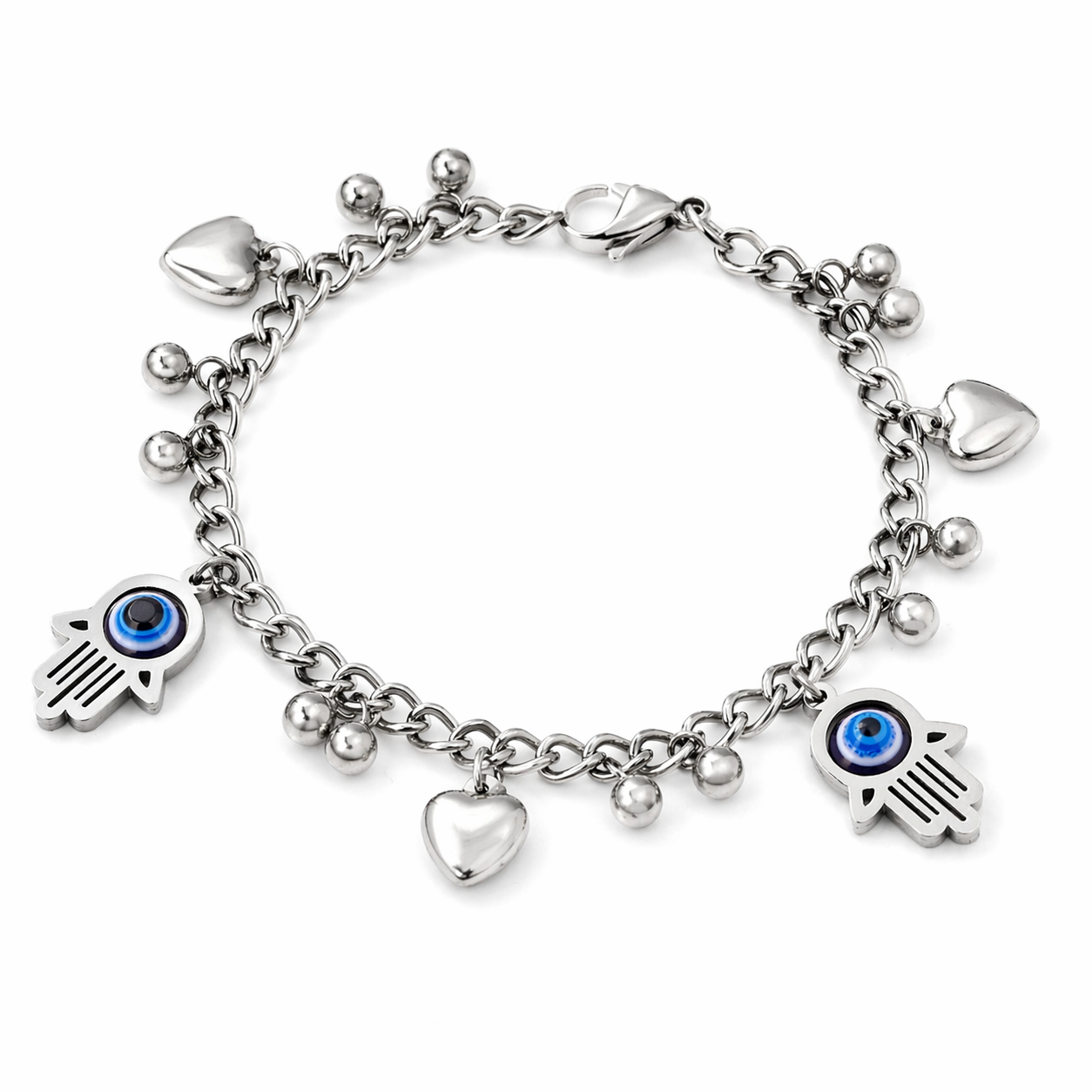 Evil Eye Heart Cluster Bracelet