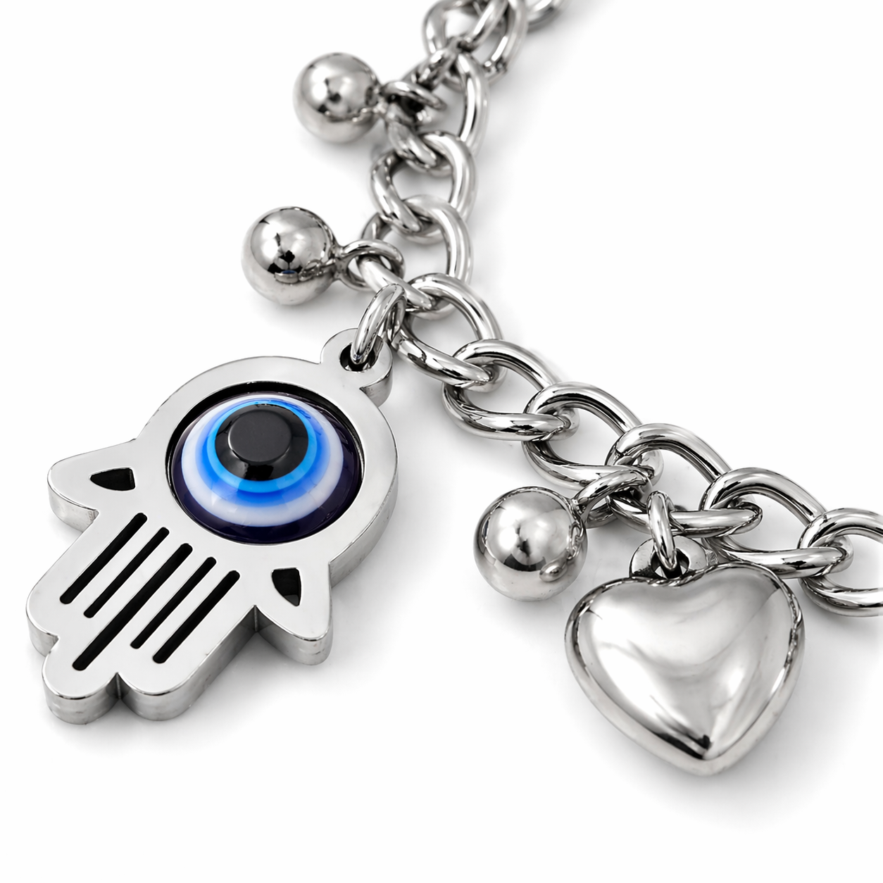 Evil Eye Heart Cluster Bracelet