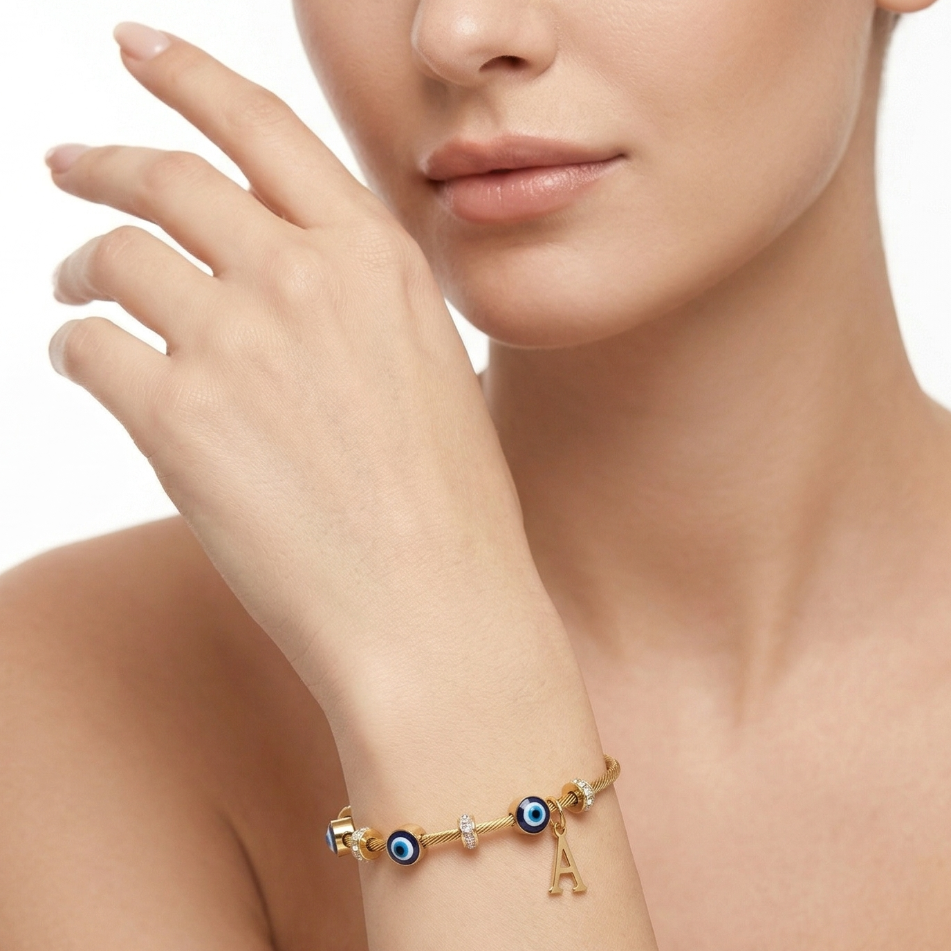 Personalized Signature Evil Eye Bangle