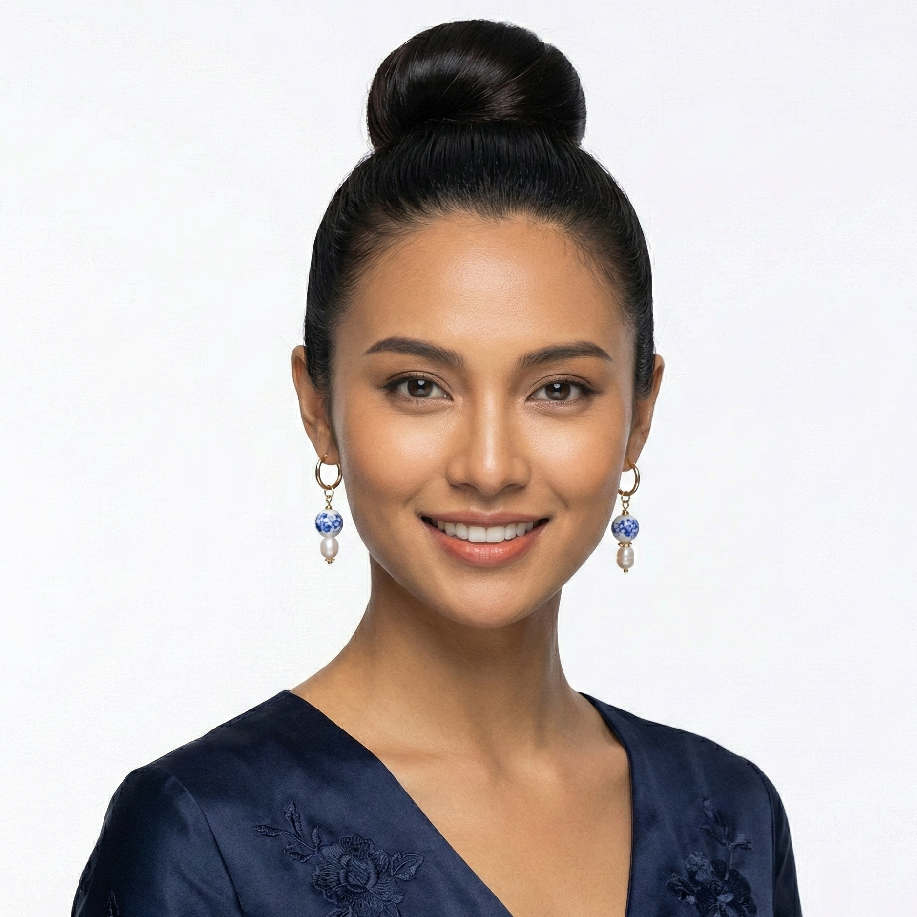 Porcelain Bloom Asymmetric Earrings