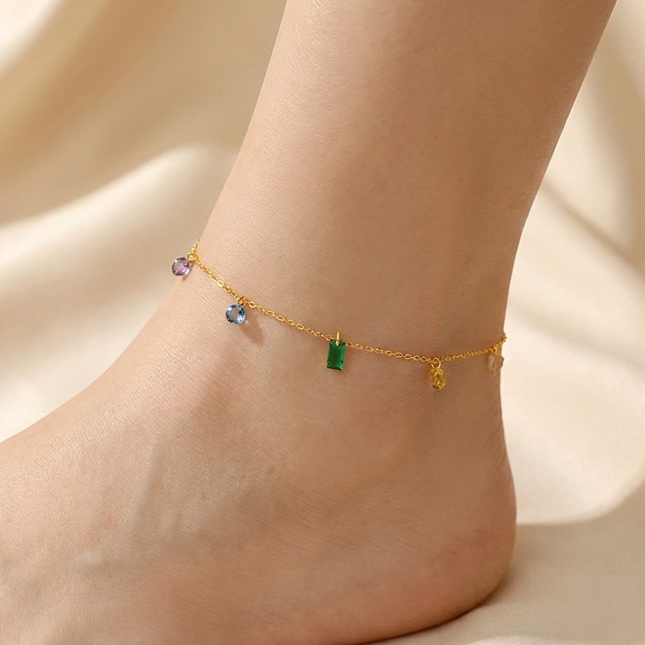Asymmetric Crystal Anklet