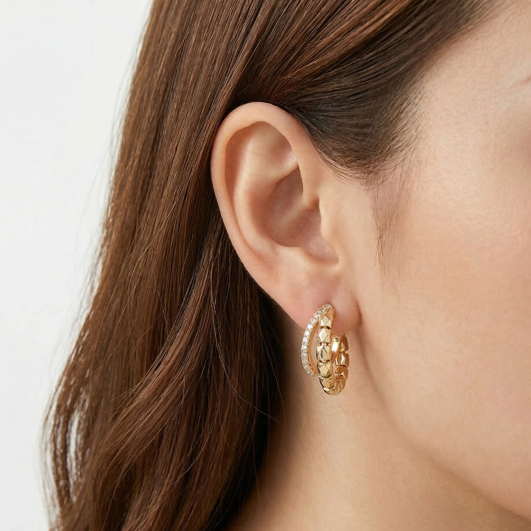 Studded Charm Hoops