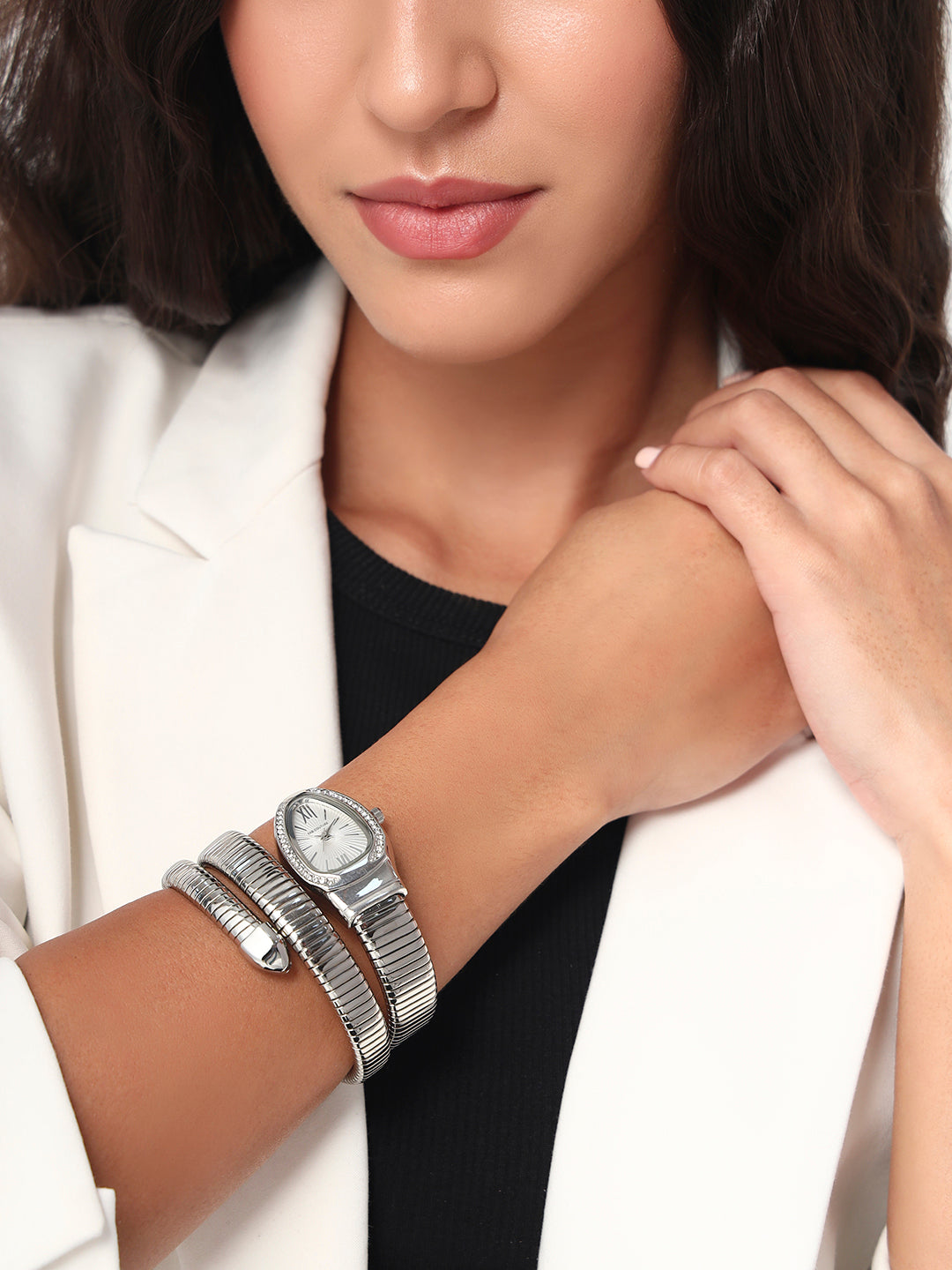 Serpenti Quartz Wrist Watch | White and Silver