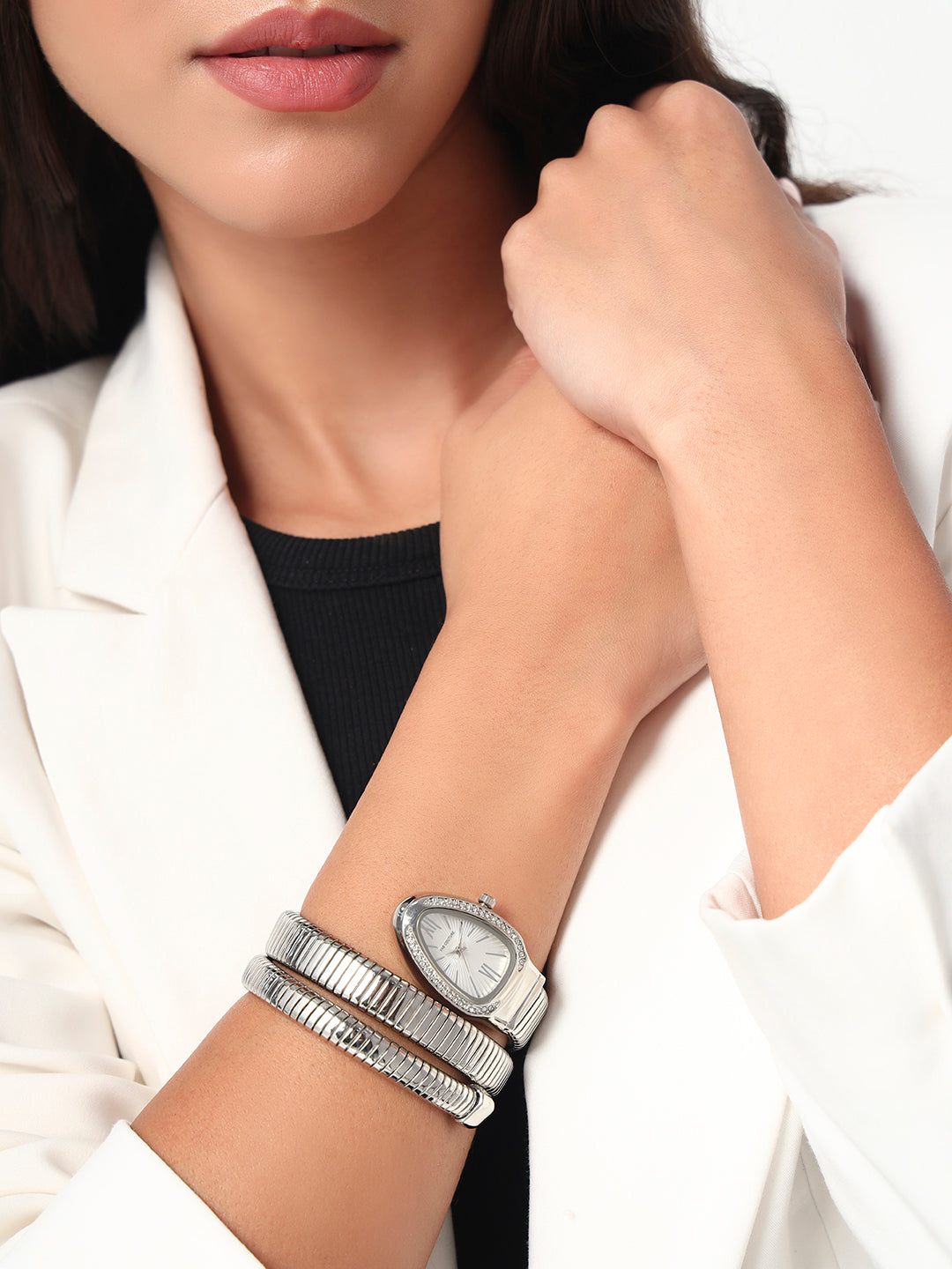 Serpenti Quartz Wrist Watch | White and Silver