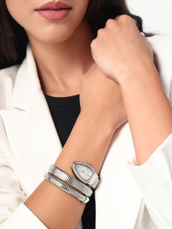 Serpenti Quartz Wrist Watch | White and Silver