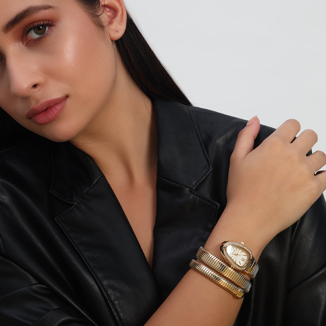 Serpenti Quartz Wrist Watch | White and Gold