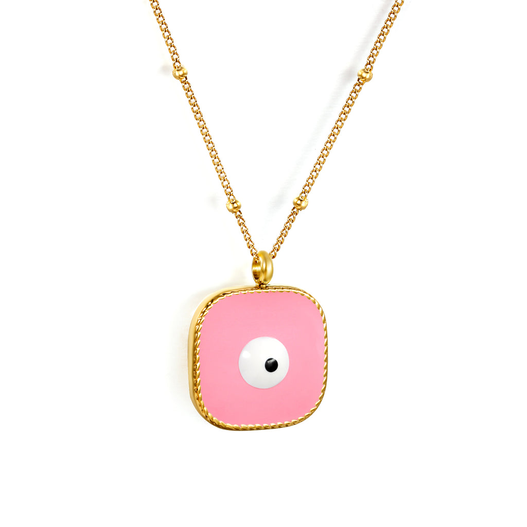 Evileye Cube Pendant - Pink