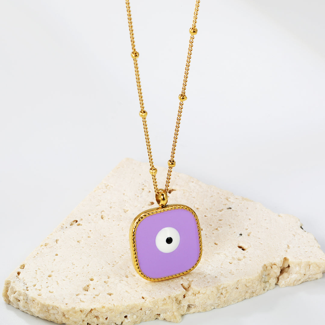 Evileye Cube Pendant - Purple