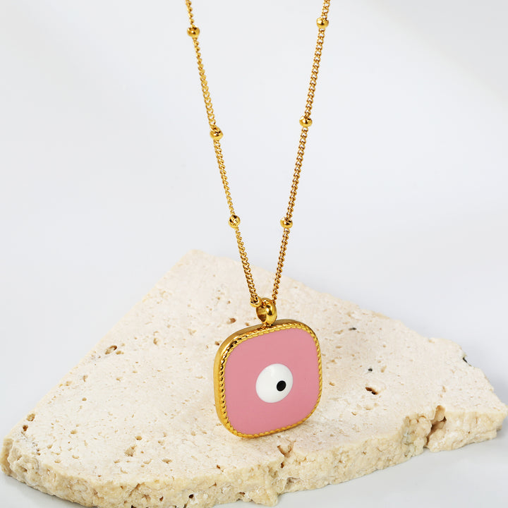 Evileye Cube Pendant - Pink