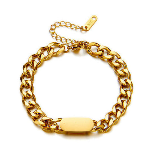 Gold chain bracelet on a white background