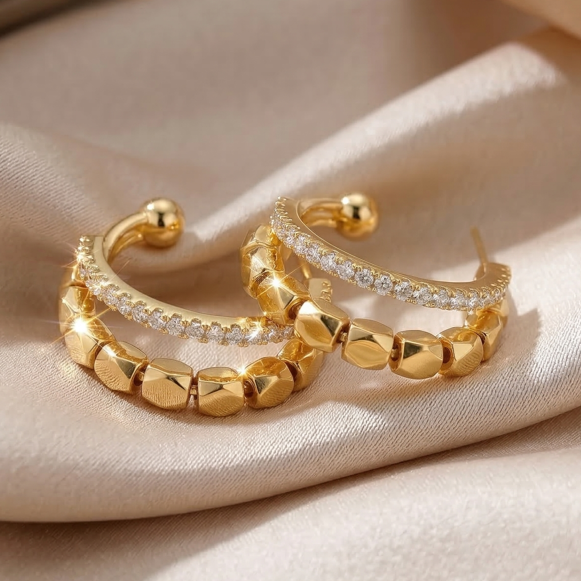 Studded Charm Hoops