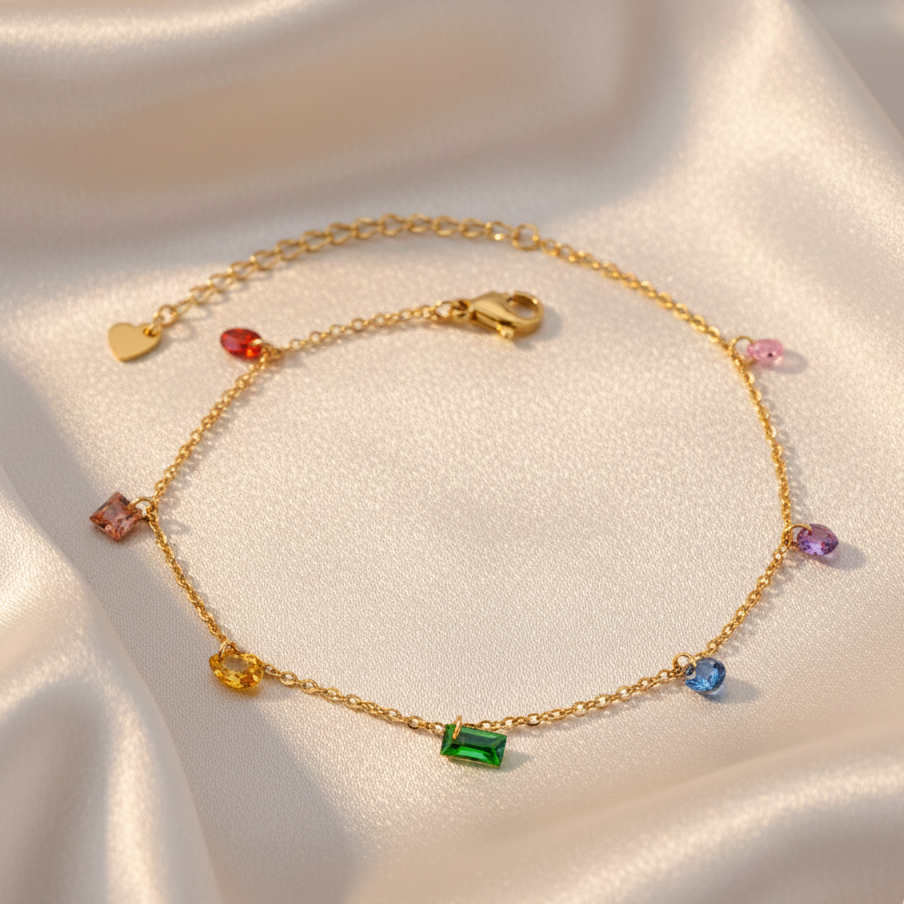 Asymmetric Crystal Anklet