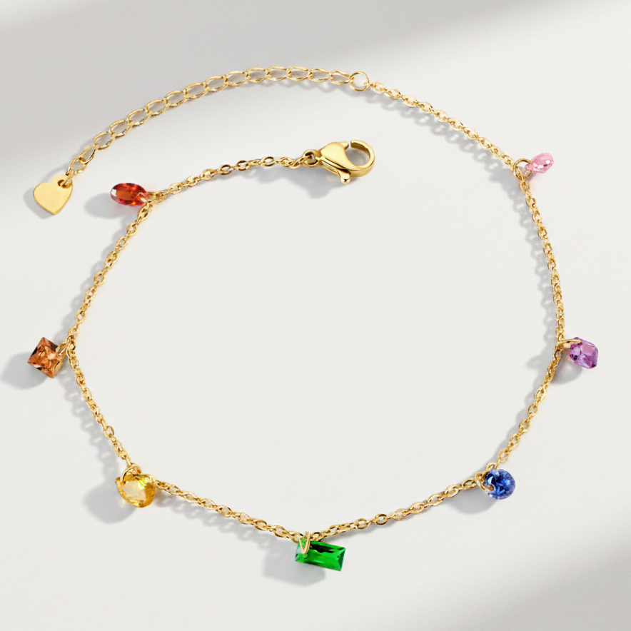 Asymmetric Crystal Anklet