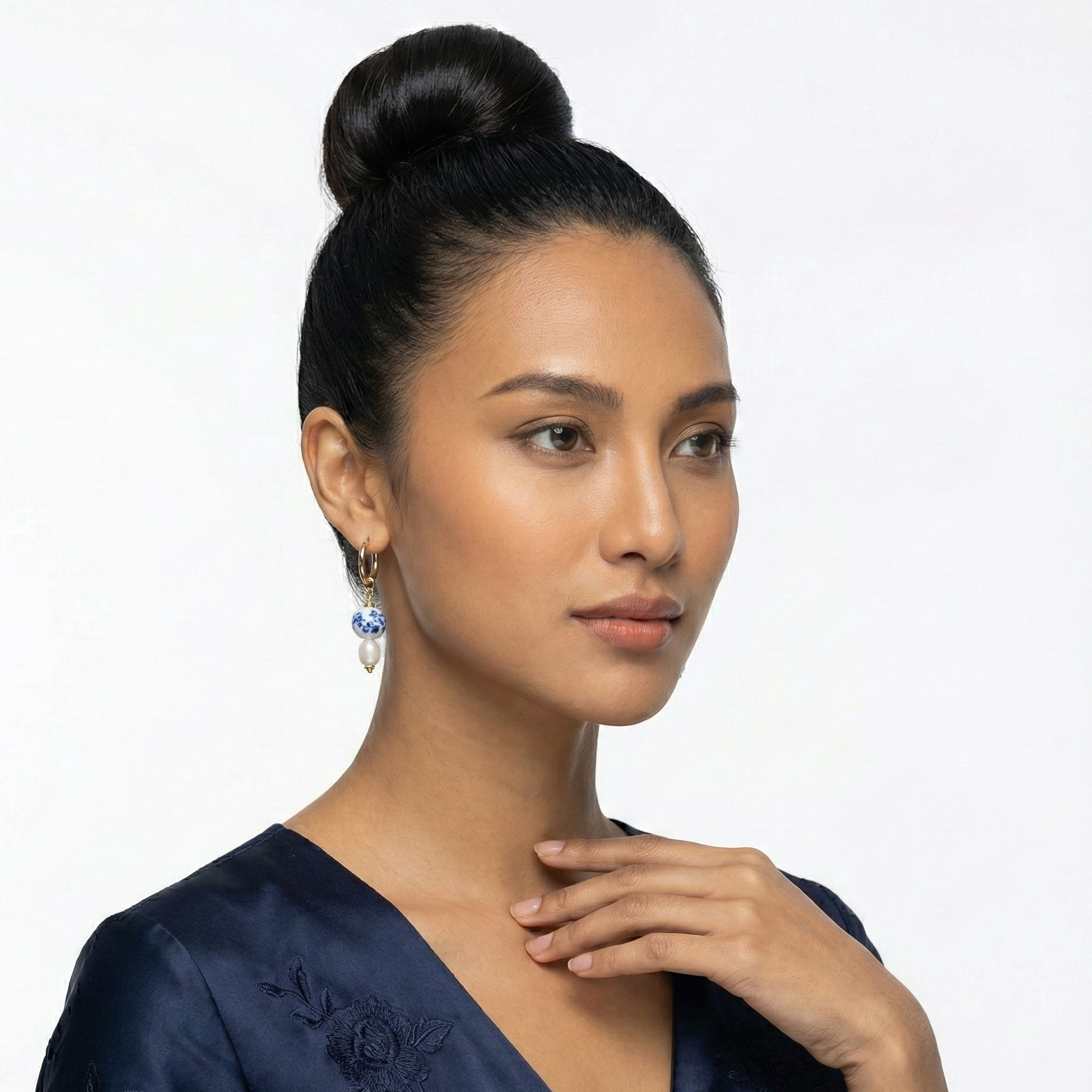 Porcelain Bloom Asymmetric Earrings