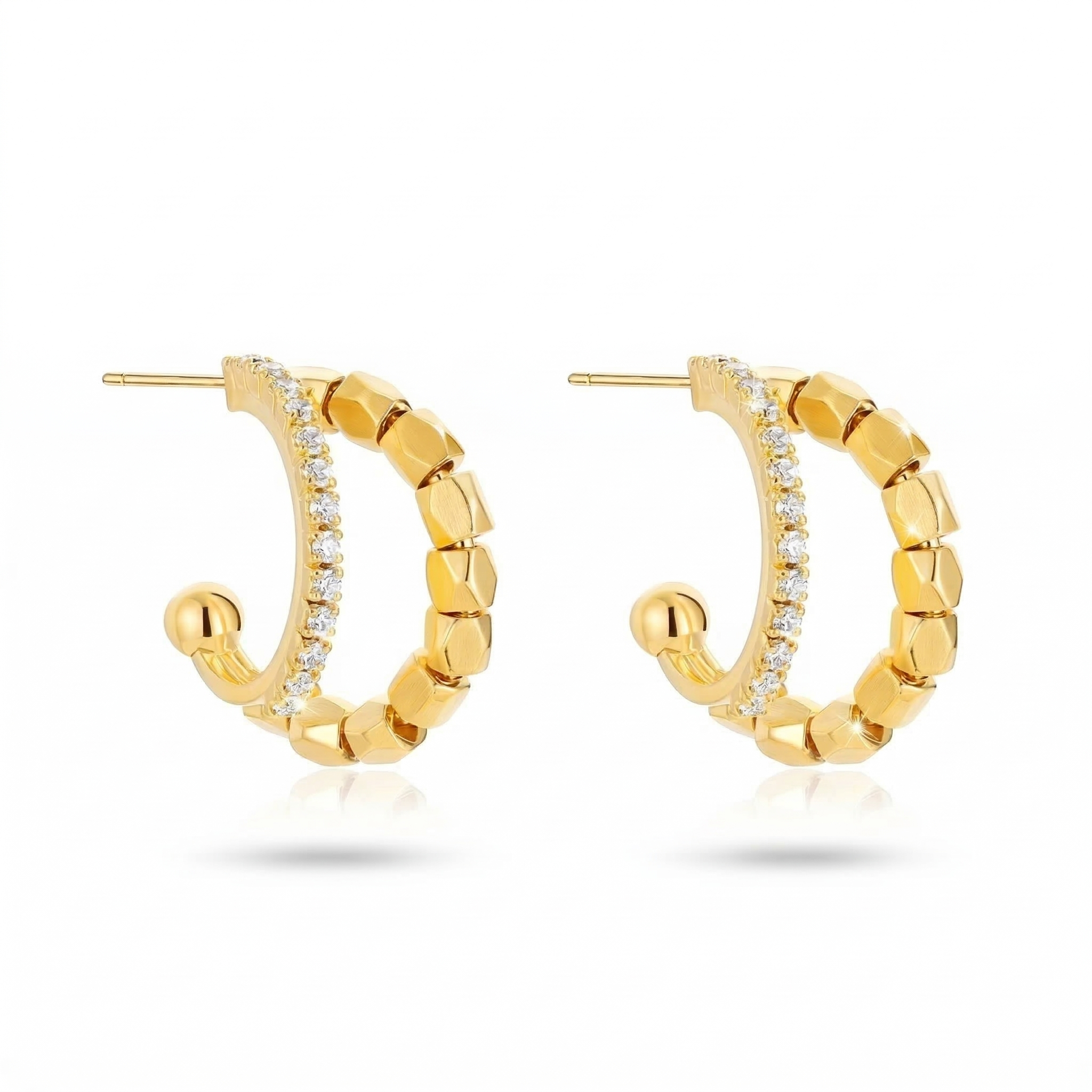 Studded Charm Hoops