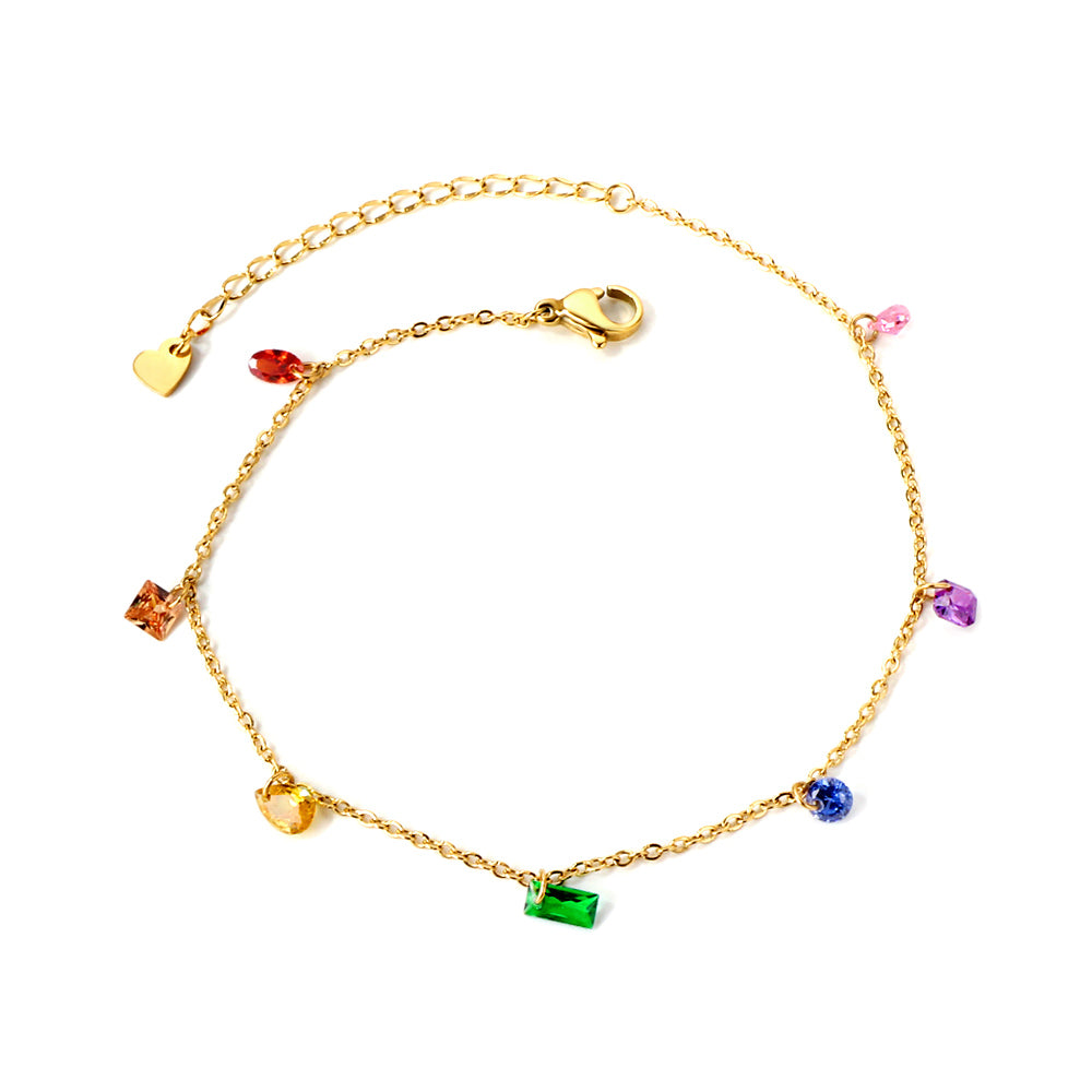Asymmetric Crystal Anklet