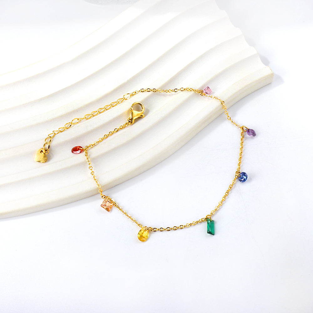 Asymmetric Crystal Anklet