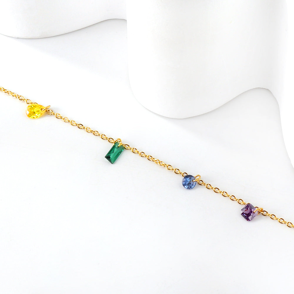 Asymmetric Crystal Anklet