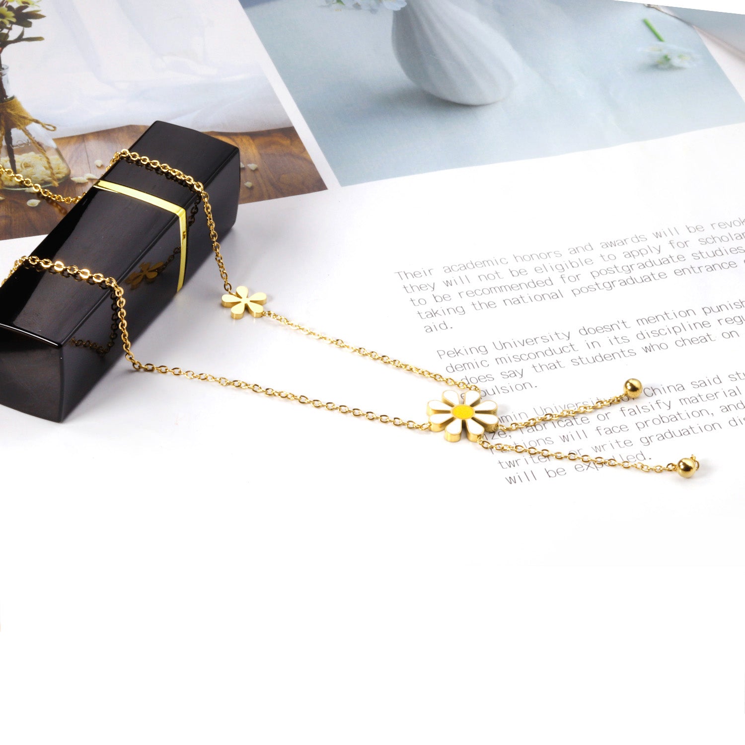 Daisy Drop Charm Necklace