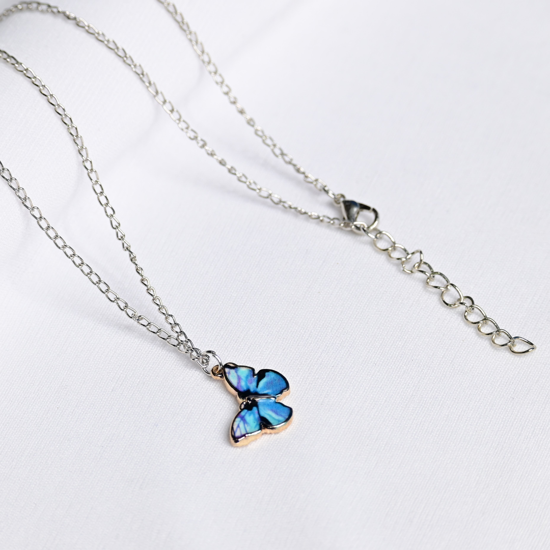 Enamel Blue Butterfly Pendant - Fab Couture