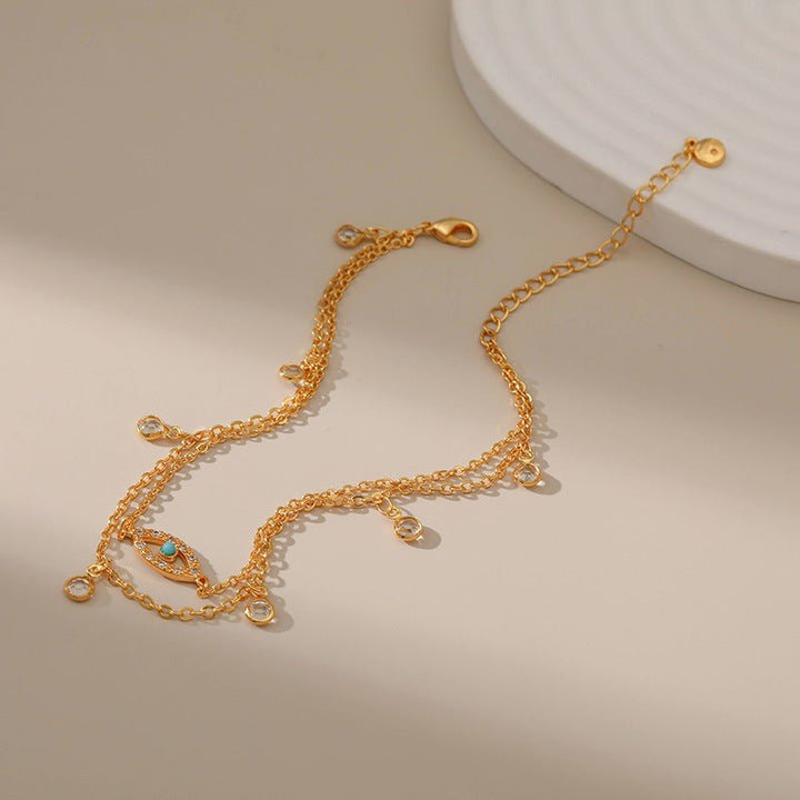Dewdrop Evil Eye Anklet - Fab Couture