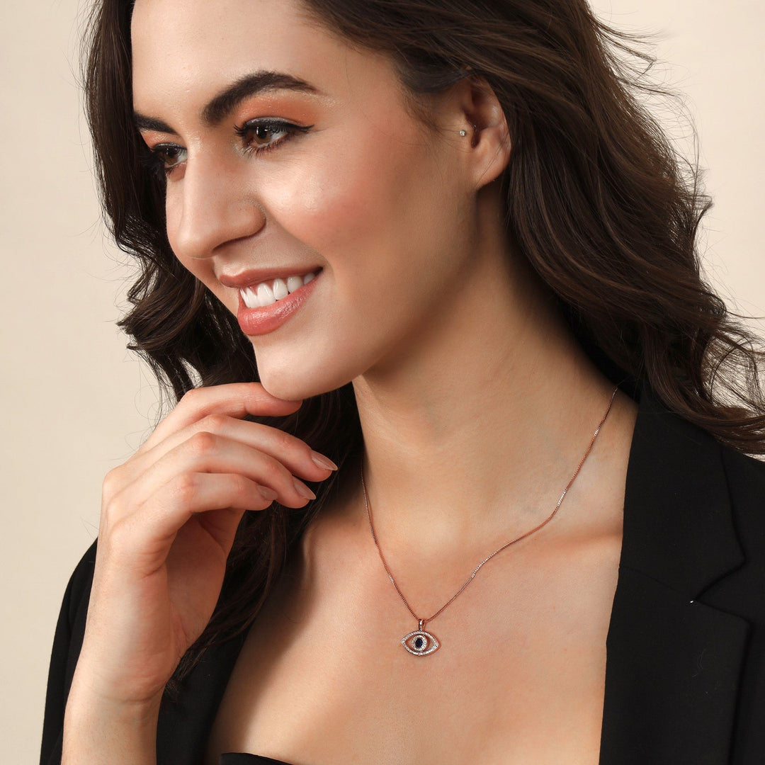 Sapphire Evil Eye Pendant - Fab Couture