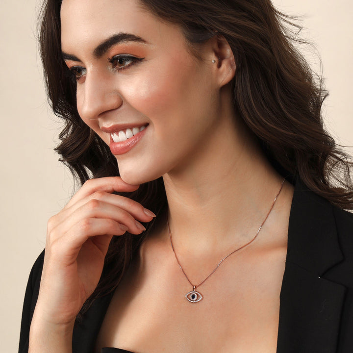 Sapphire Evil Eye Pendant - Fab Couture