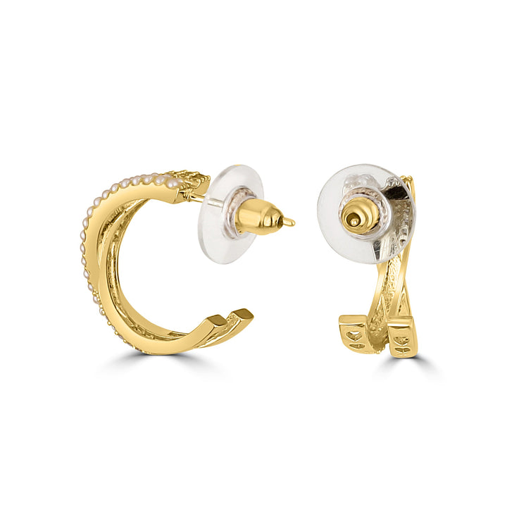 Studded Crisscross Hoops - Fab Couture